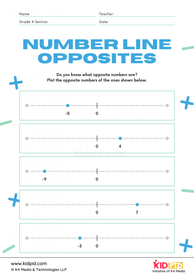 Opposite Numbers Math Activity Printable Worksheet Kidpid