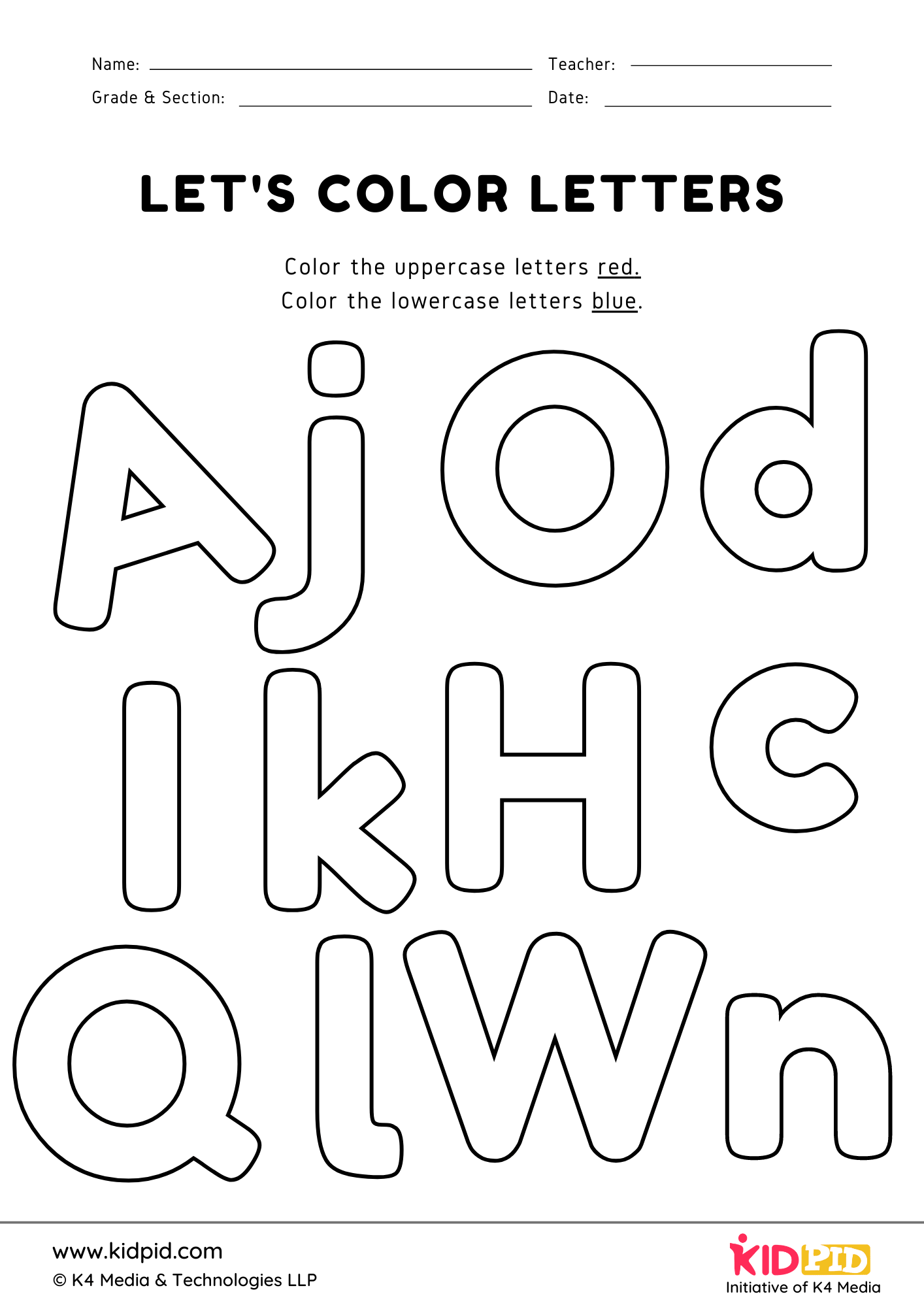 uppercase and lowercase letters coloring printable worksheet kidpid