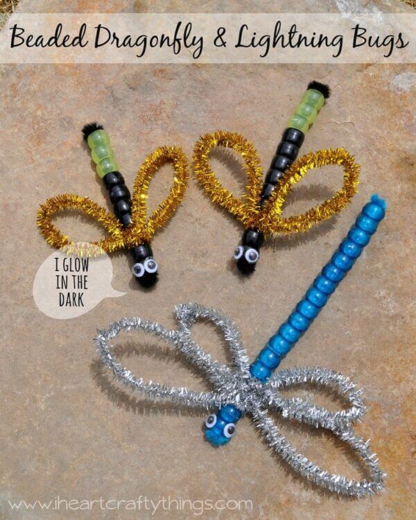 Pipe Cleaner Animal Crafts for Kids Beaded Dragonflies