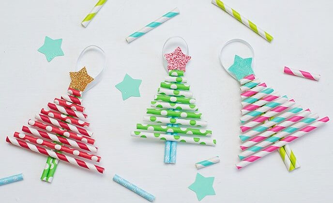 Christmas Holiday Craft Ideas for Kids Paper Straw Christmas Tree