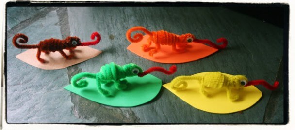 Pipe Cleaner Crafts for Kids Colourful Chameleons