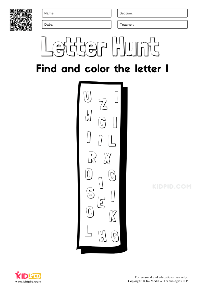 Free Alphabet Letter Hunt Worksheet Printables for Preschool