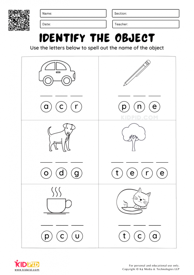 identify the object worksheet for kindergarten kidpid