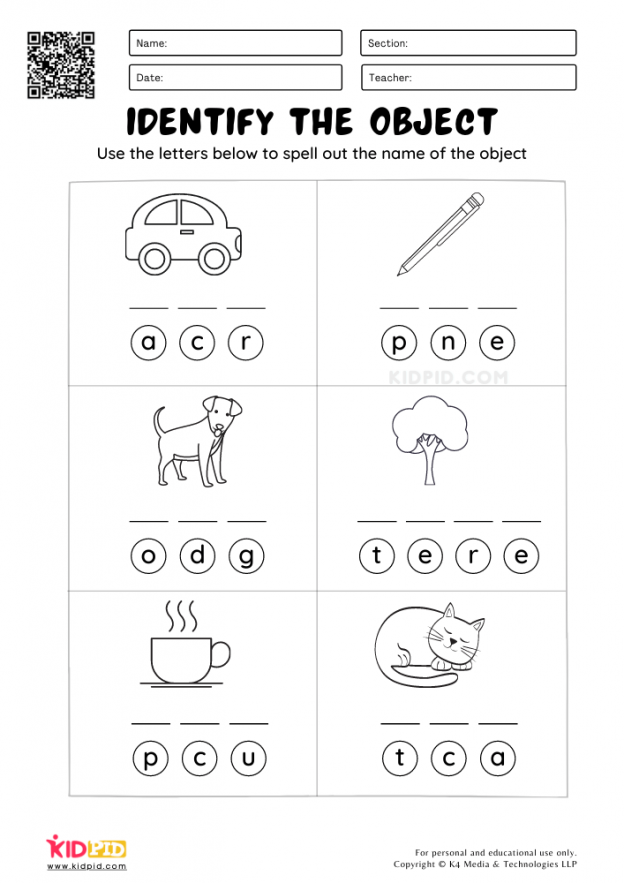 Identify the object Worksheet for Kindergarten - Kidpid