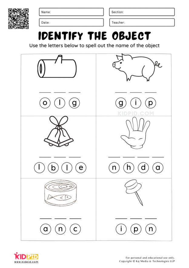 Identify the object Worksheet for Kindergarten - Kidpid