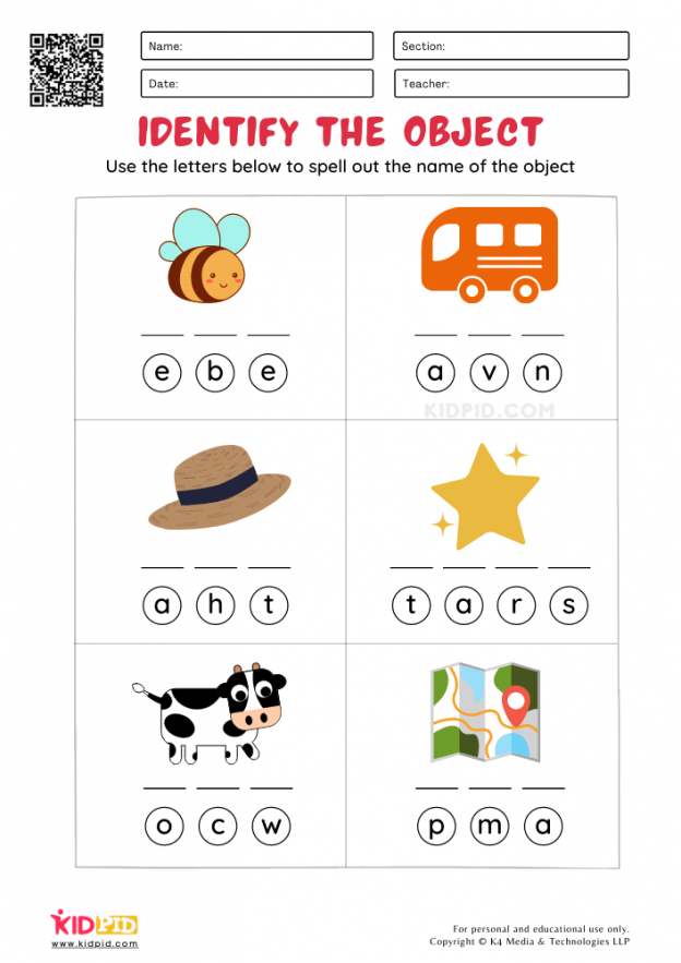 identify the object worksheet for kindergarten kidpid
