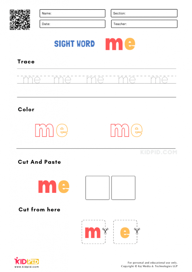 Sight Words Worksheets for Preschoolers - Kidpid