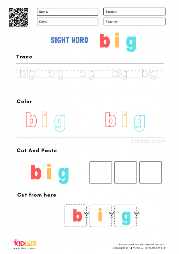Sight Words Worksheets for Preschoolers - Kidpid