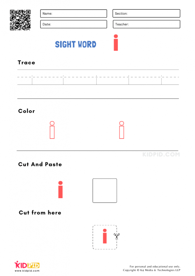 Sight Words Worksheets for Preschoolers - Kidpid
