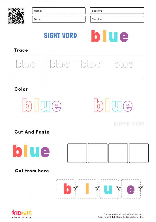 Sight Words Worksheets for Preschoolers - Kidpid