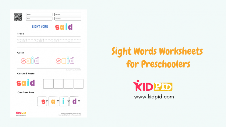 Sight Words Worksheets for Preschoolers - Kidpid