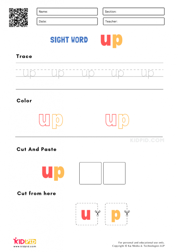 Sight Words Worksheets for Preschoolers - Kidpid