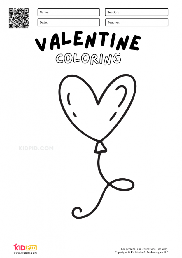 Valentine Coloring Printable Worksheets - Kidpid