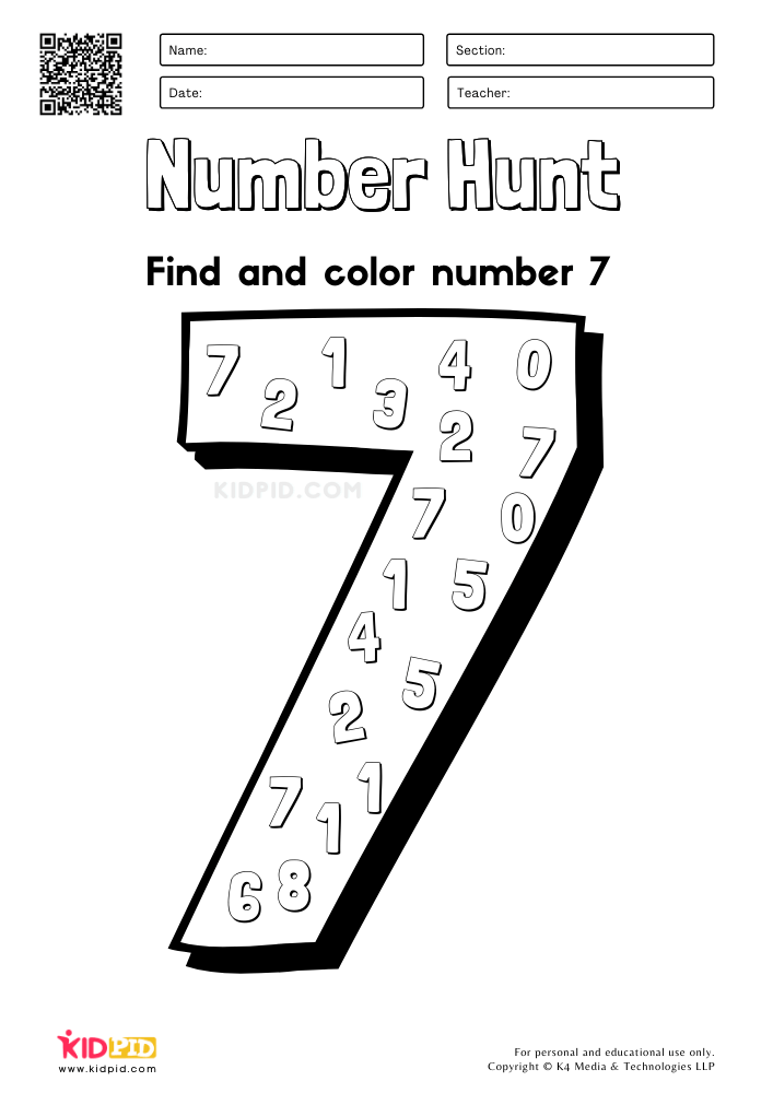 Number Hunt Coloring Preschool Worksheets Kidpid