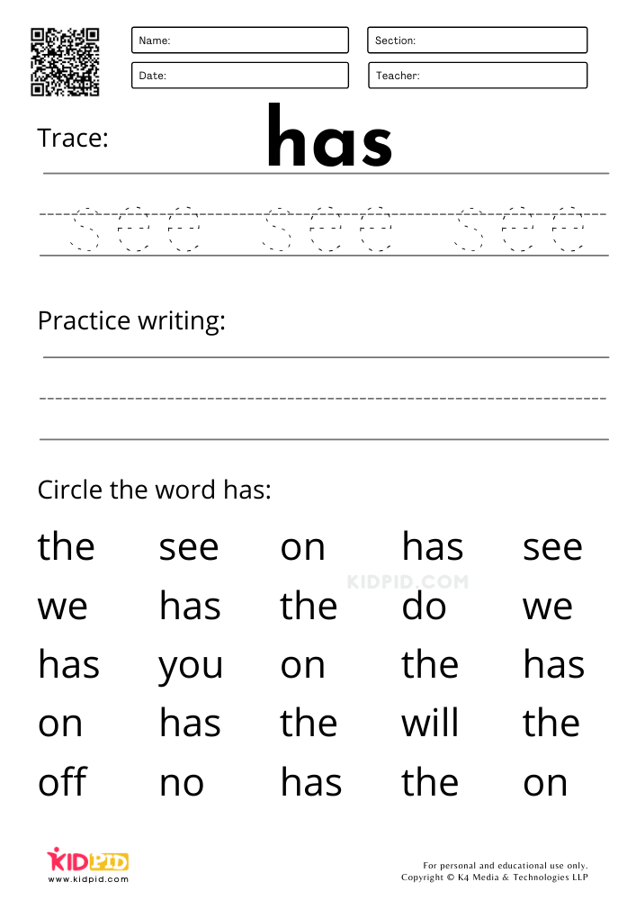 Trace Write Sight Words Worksheets For Kids Kidpid