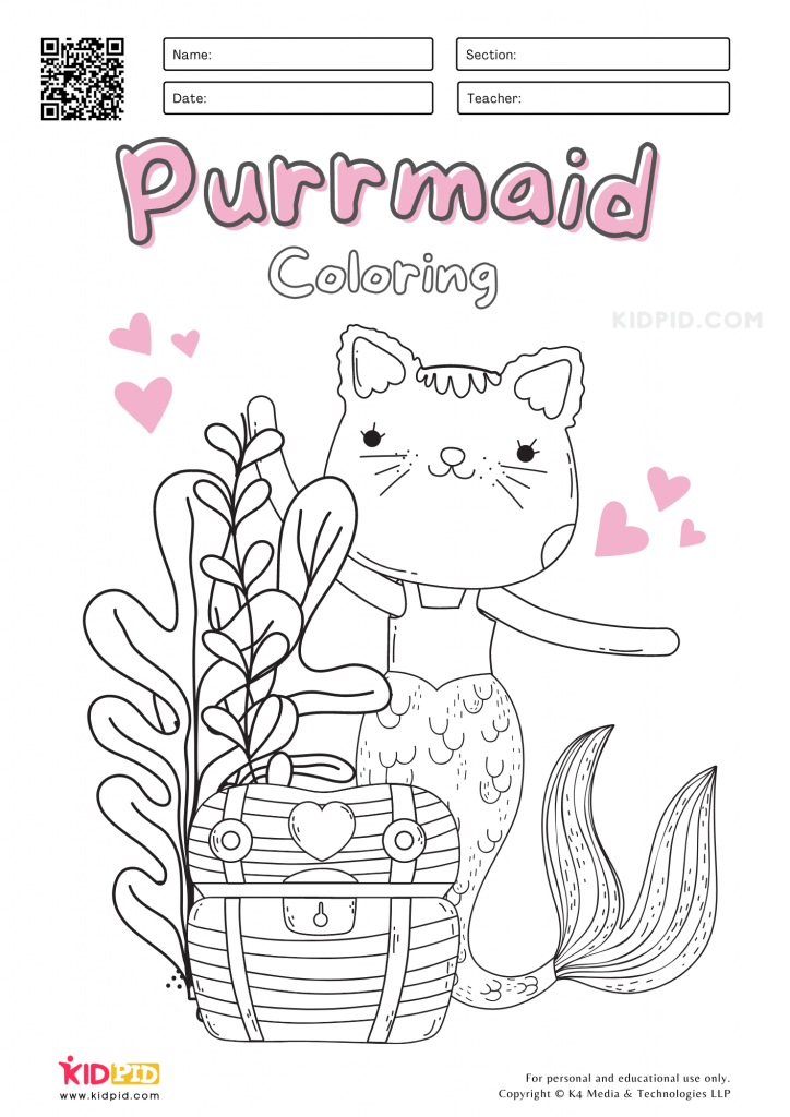 Purrmaid Coloring Pages for Kids