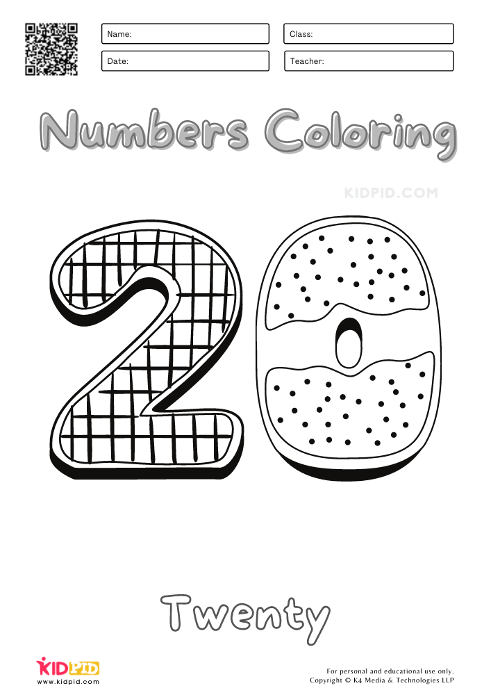 Numbers Coloring Worksheets for Kids (20-30)