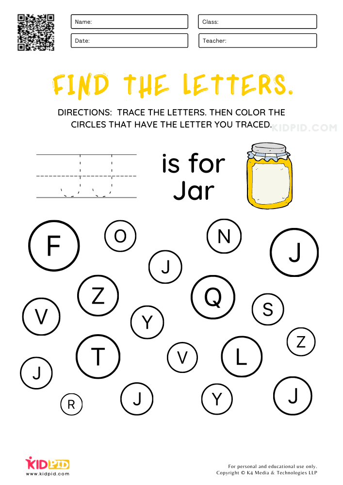 Find the letters Worksheets for Preschool