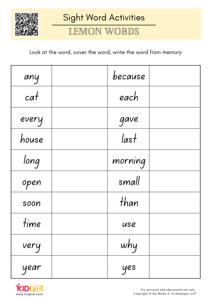 Complete Sight Words - Free Printables for Grade 1
