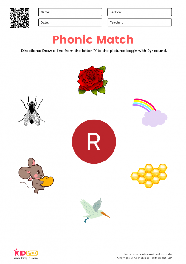 Phonic Match Worksheets for Kids - Kidpid