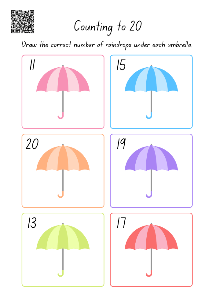 WORKSHEET 2 Counting raindrops Math Worksheets for Kids