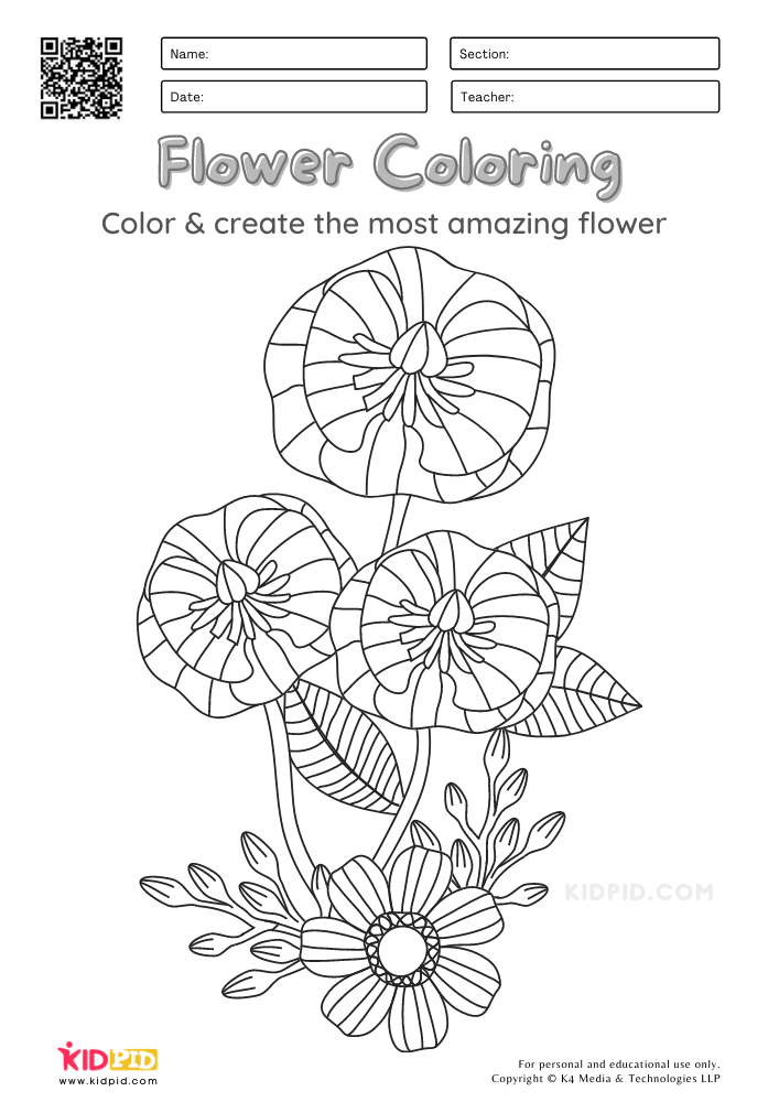 Flower Coloring Worksheets for Kids