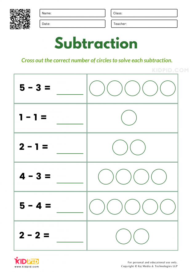 Subtraction Worksheets For Kindergarten Kidpid