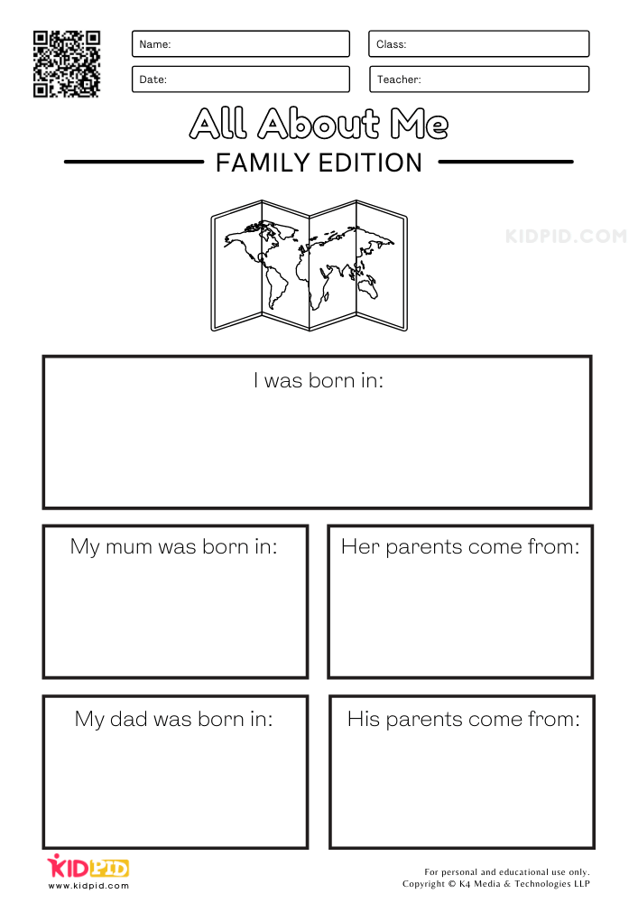 All About Me Worksheets for Kids