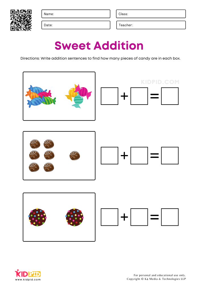 Sweet Addition Worksheets for Kids