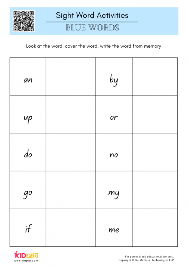 Complete Sight Words - Free Printables for Grade 1 - Kidpid