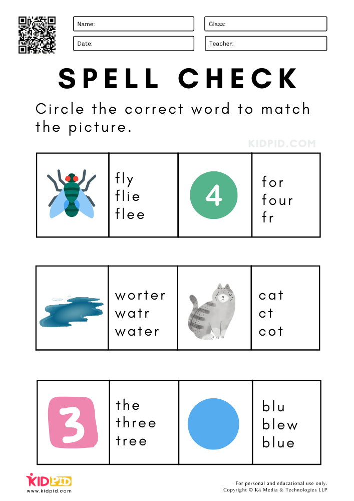 Spell Check Worksheets for Grade 1 Spelling Worksheet 3