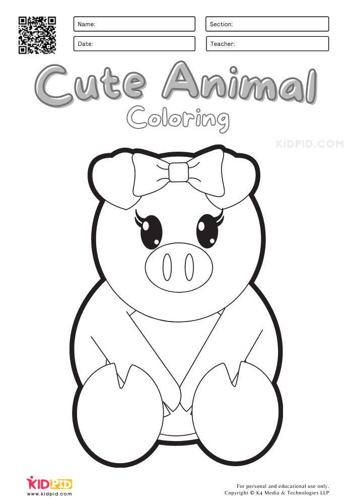 Cute Animal Coloring Pages for Kids - Kidpid