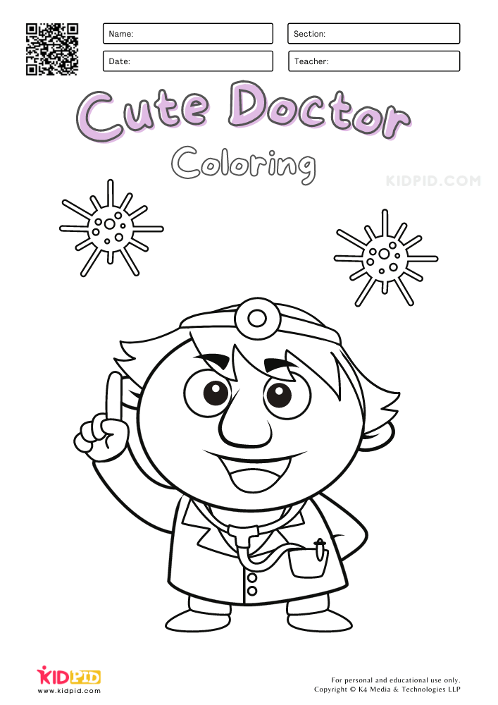 Cute Doctor Coloring Pages for Kids