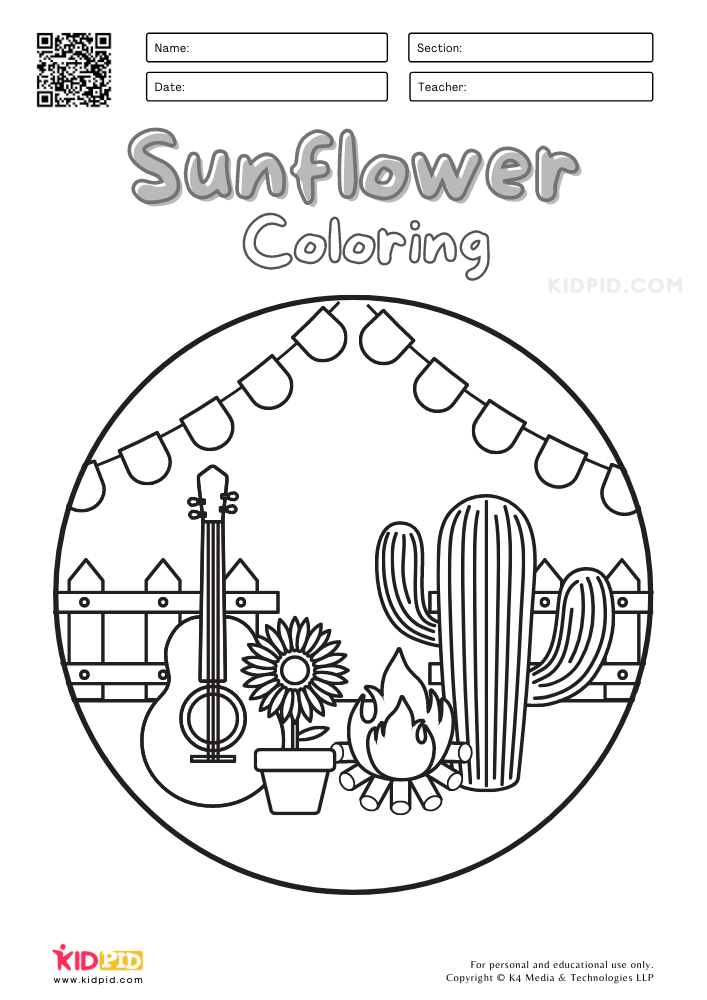 Sunflower Coloring Pages for Kids