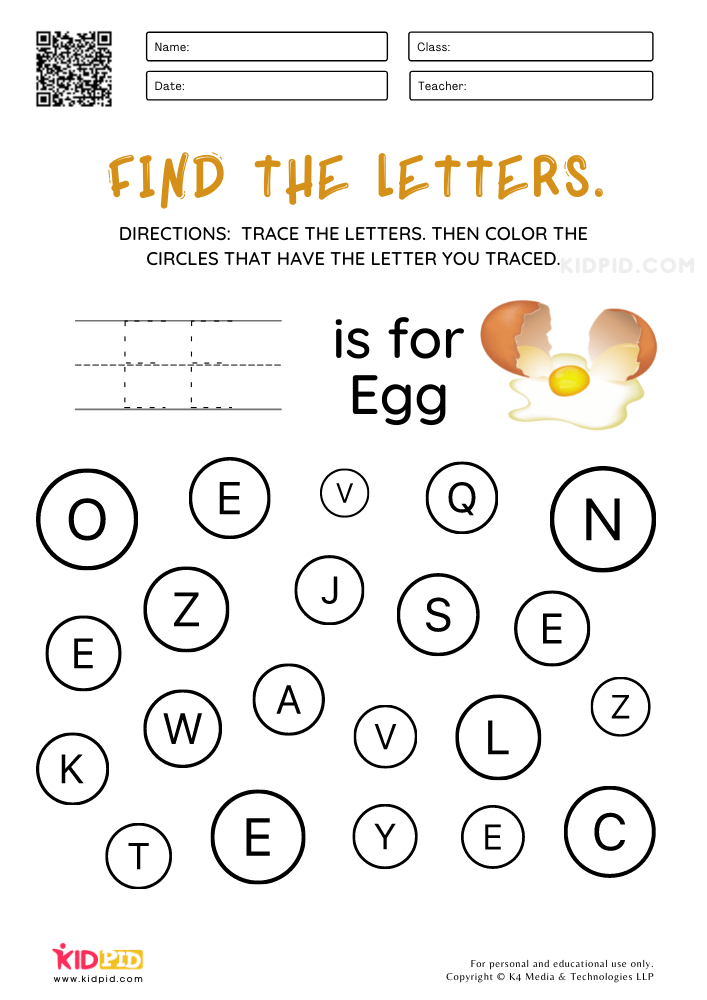Find the letters Worksheets for Preschool