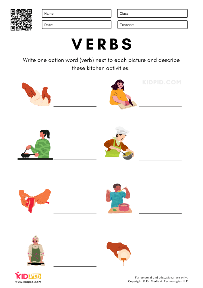Grammar Verbs Worksheets for Kids