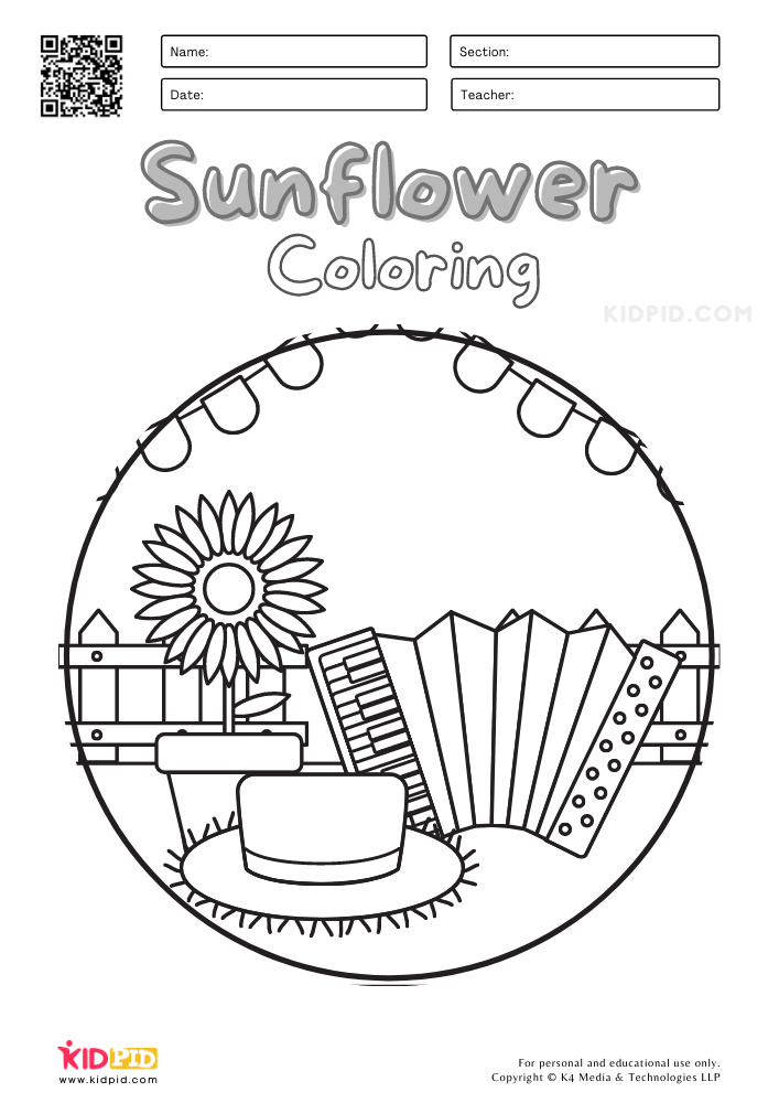 Sunflower Coloring Pages for Kids