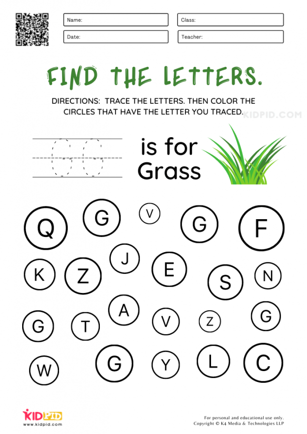 Find the letters Worksheets for Preschool - Kidpid