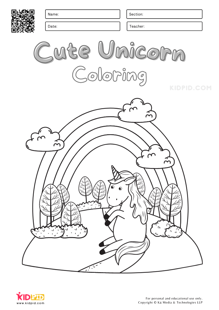 Cute Unicorn Coloring Pages for Kids