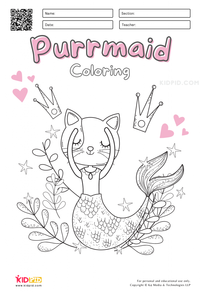 Purrmaid Coloring Pages for Kids