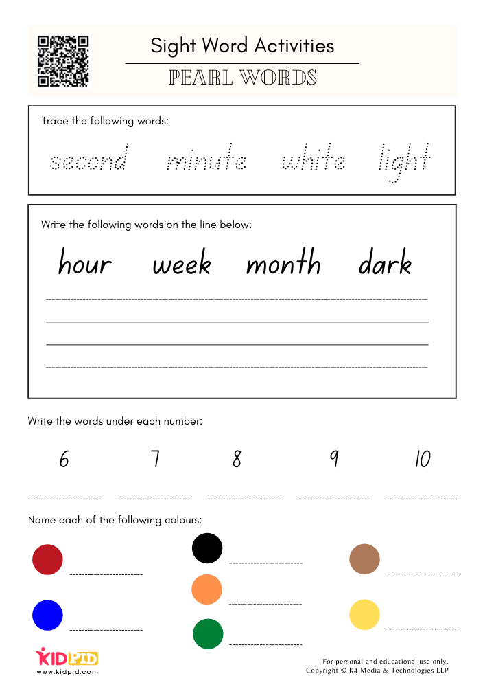 WORKSHEET 8 Sight Word Worksheets for Grade 1