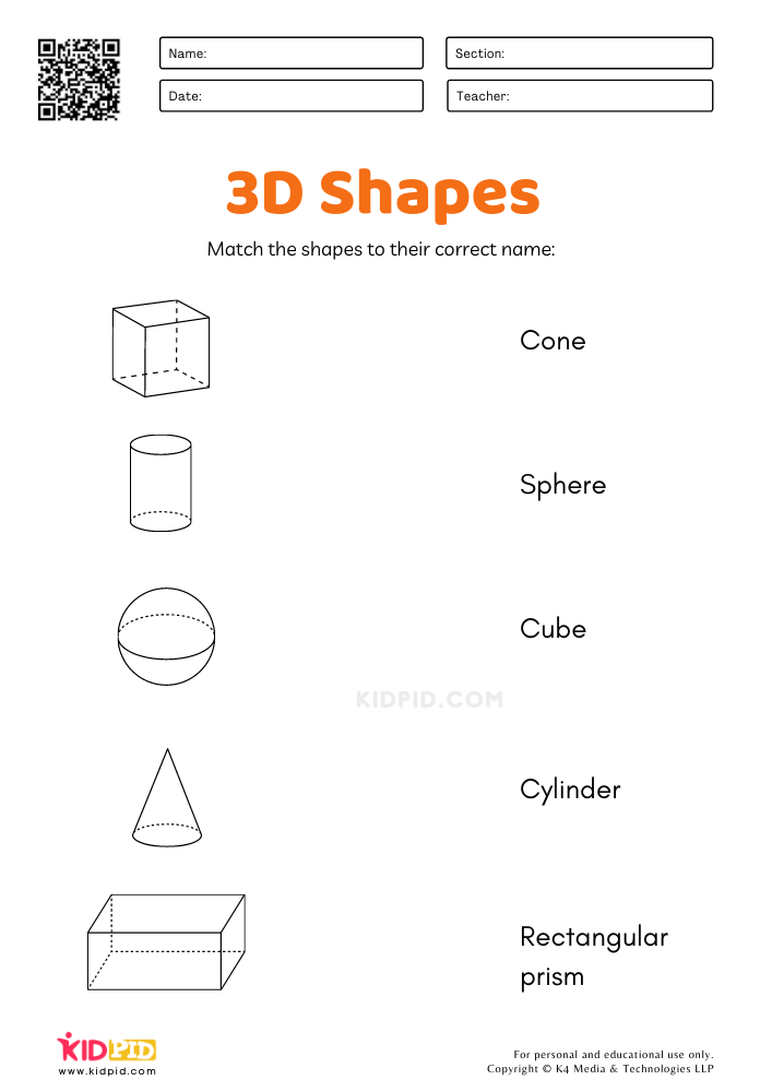 3d shapes worksheet stage 3