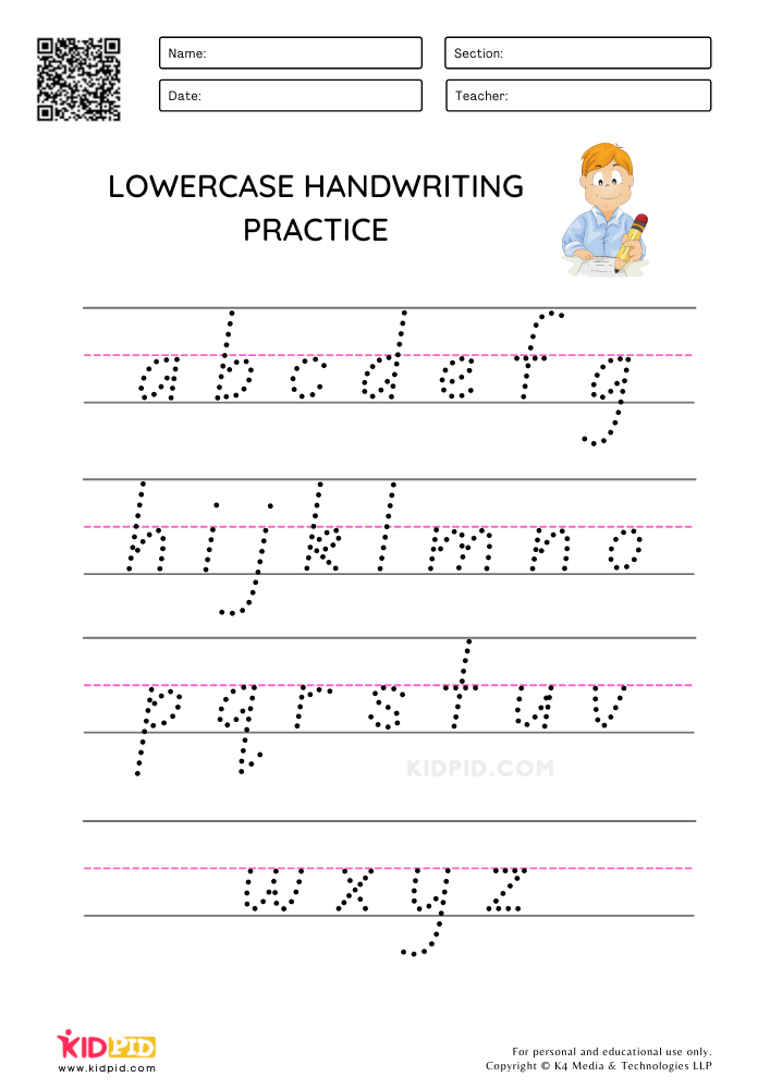 Alphabet Handwriting Practice Worksheets for Kids