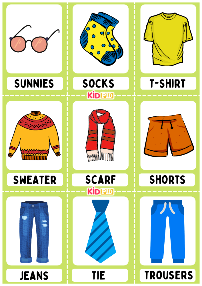 Clothes We Wear Flashcard Sheets
