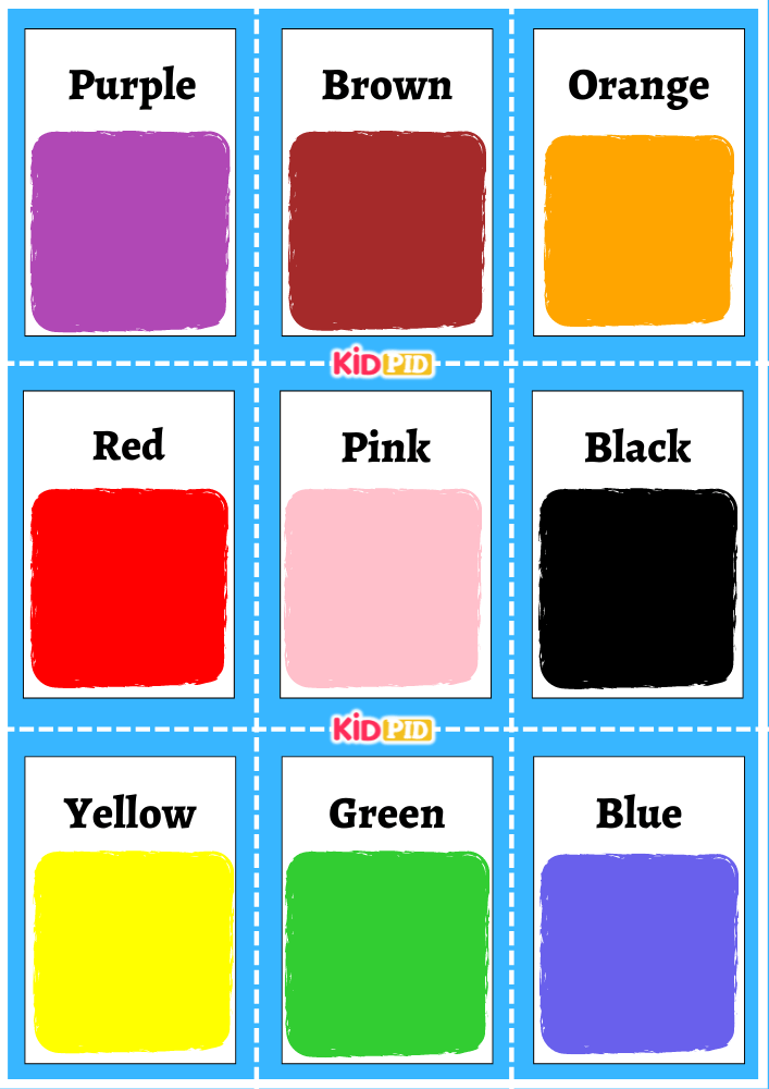 Color Names Simple Flashcard Sheets