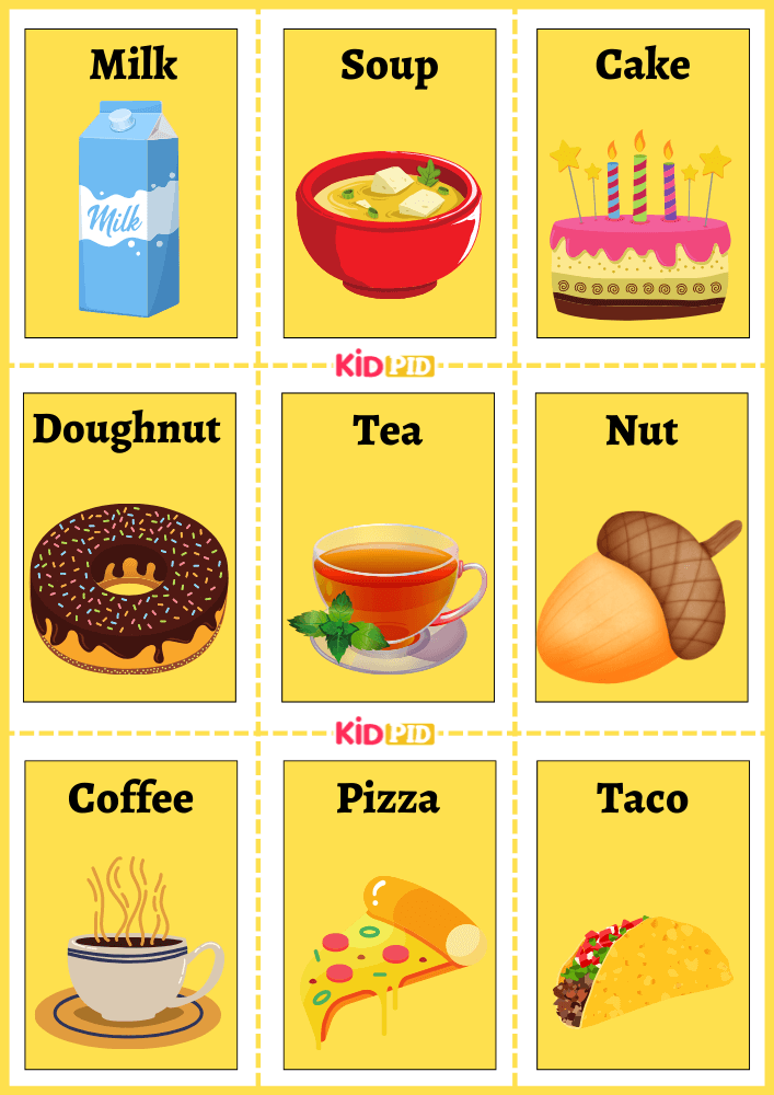 Food Flashcard Sheets