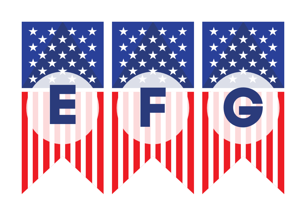 USA 4th July Alphabet Bunting Flashcards