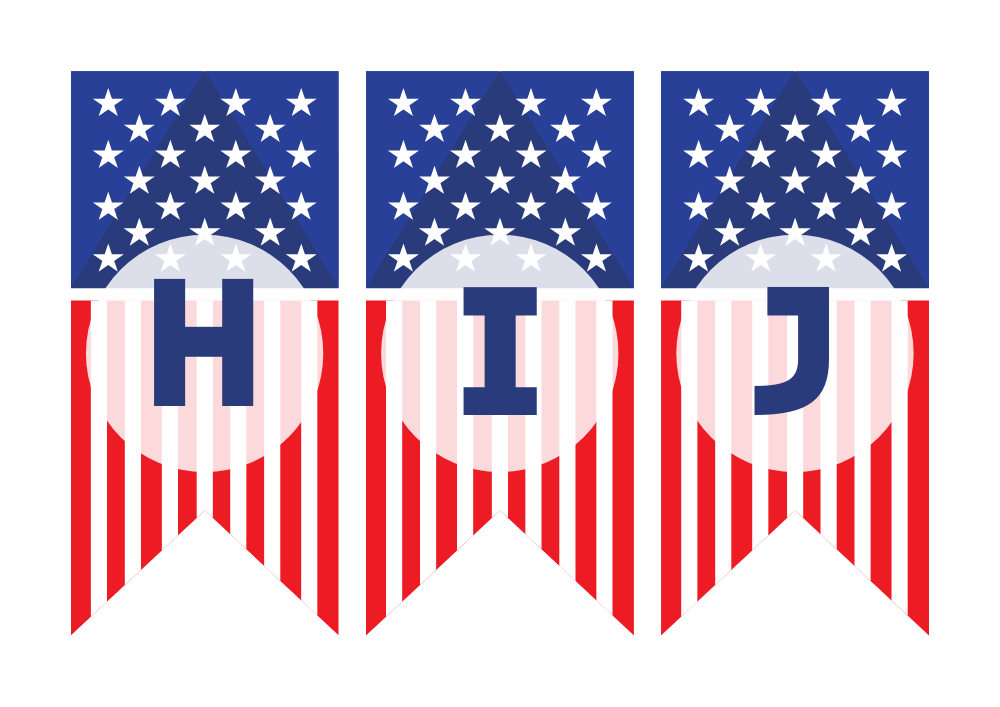 USA 4th July Alphabet Bunting Flashcards