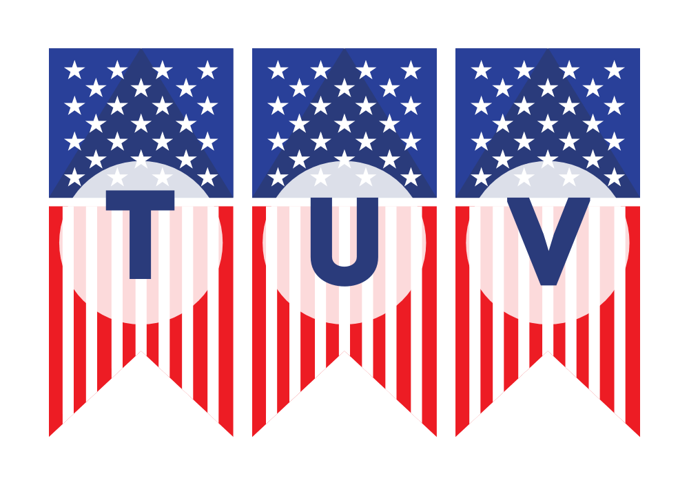 USA 4th July Alphabet Bunting Flashcards