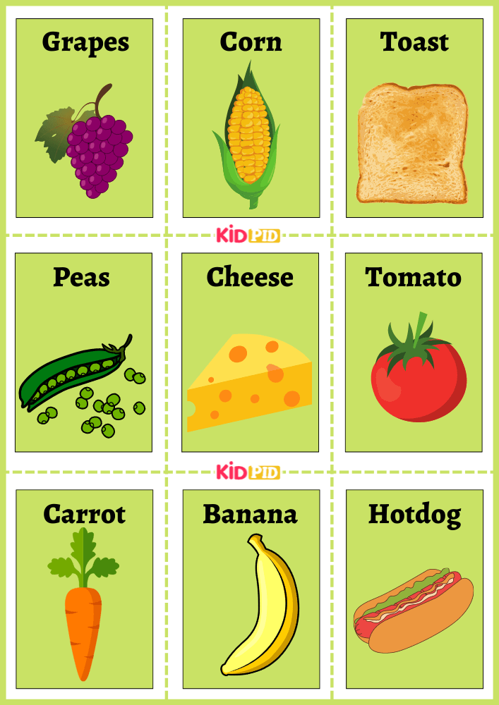 Food Flashcard Sheets